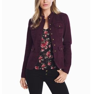 White House Black Market Button-Front Jacket Military Inspired Plum Purple 10